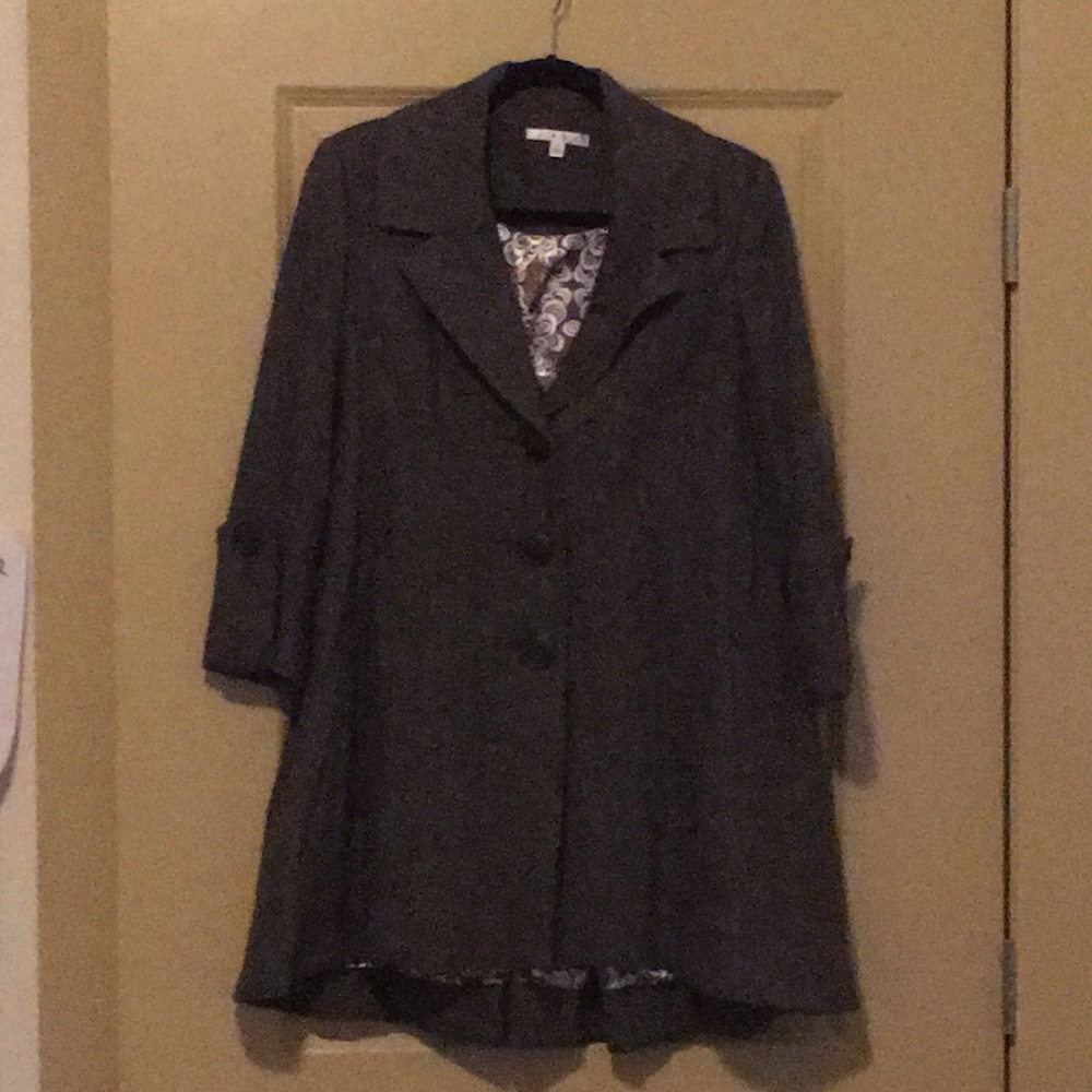 Grey tweed trapeze coat